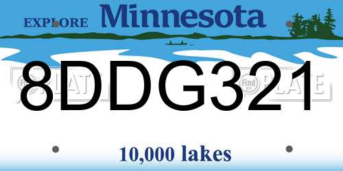 8DDG321 Minnesota License Plate