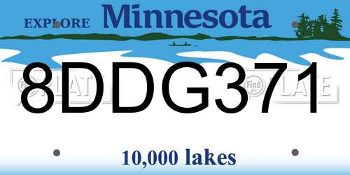 8DDG371 Minnesota License Plate