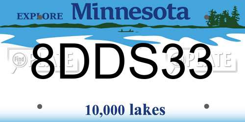 8DDS33 Minnesota License Plate