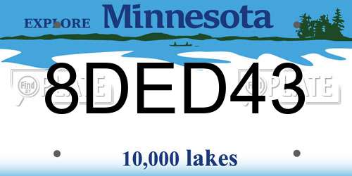 8DED43 Minnesota License Plate