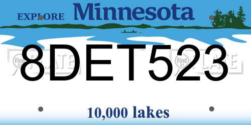8DET523 Minnesota License Plate