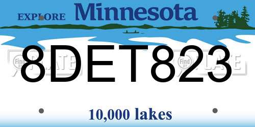 8DET823 Minnesota License Plate