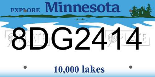 8DG2414 Minnesota License Plate
