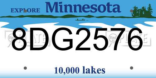 8DG2576 Minnesota License Plate