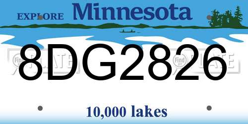 8DG2826 Minnesota License Plate
