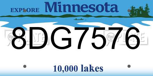 8DG7576 Minnesota License Plate
