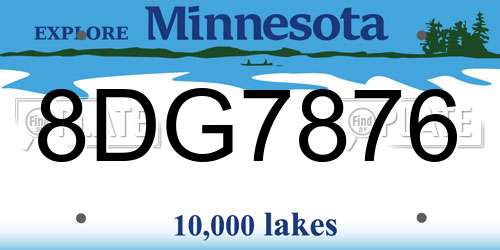 8DG7876 Minnesota License Plate