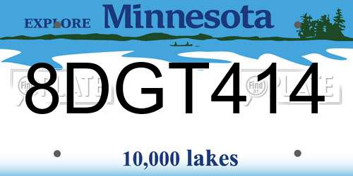 8DGT414 Minnesota License Plate