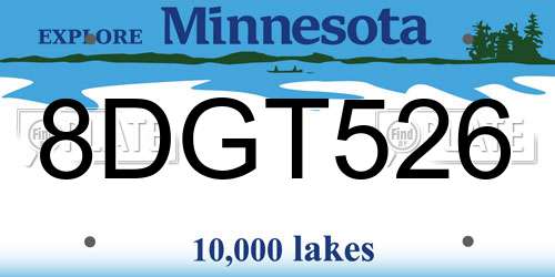 8DGT526 Minnesota License Plate