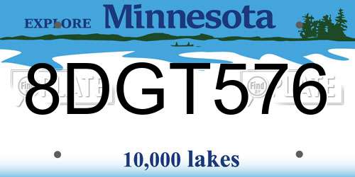 8DGT576 Minnesota License Plate