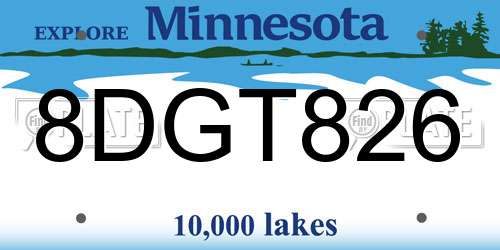 8DGT826 Minnesota License Plate