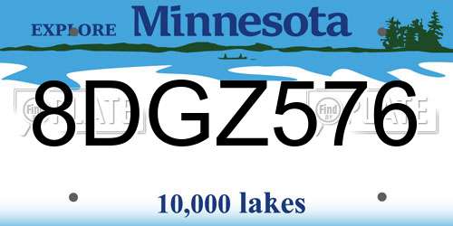 8DGZ576 Minnesota License Plate