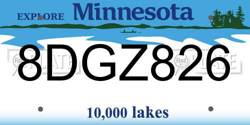8DGZ826 Minnesota License Plate