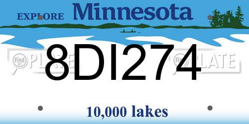 8DI274 Minnesota License Plate