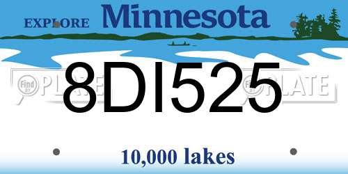 8DI525 Minnesota License Plate