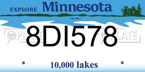 8DI578 Minnesota License Plate