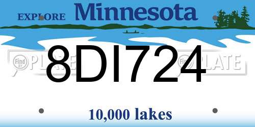 8DI724 Minnesota License Plate