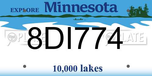 8DI774 Minnesota License Plate