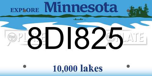 8DI825 Minnesota License Plate