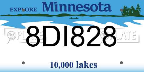 8DI828 Minnesota License Plate