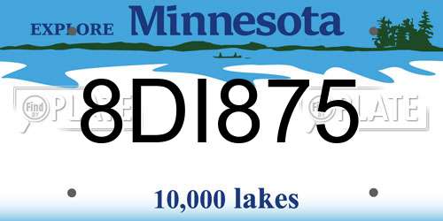8DI875 Minnesota License Plate