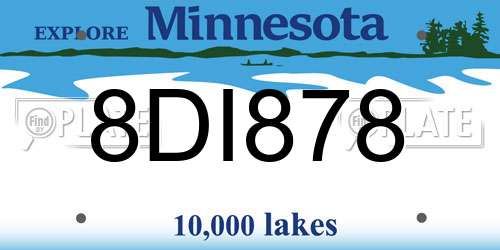 8DI878 Minnesota License Plate