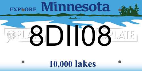 8DII08 Minnesota License Plate