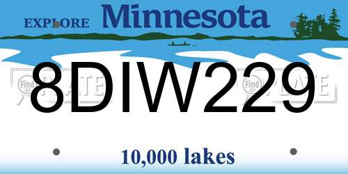 8DIW229 Minnesota License Plate
