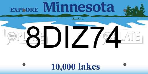 8DIZ74 Minnesota License Plate