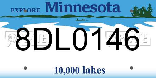 8DL0146 Minnesota License Plate