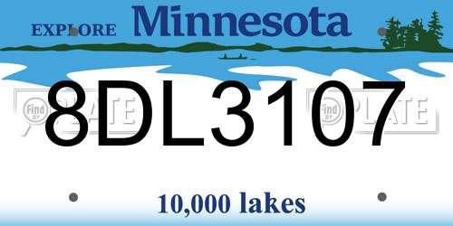 8DL3107 Minnesota License Plate