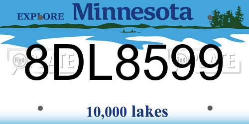 8DL8599 Minnesota License Plate