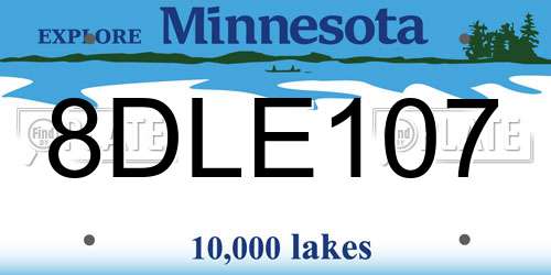 8DLE107 Minnesota License Plate