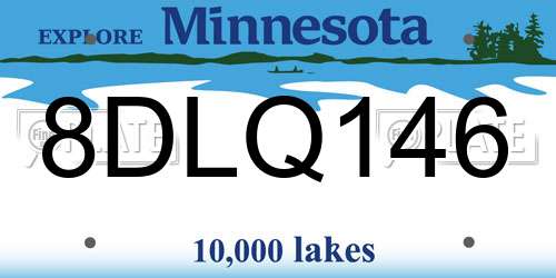 8DLQ146 Minnesota License Plate
