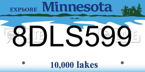 8DLS599 Minnesota License Plate