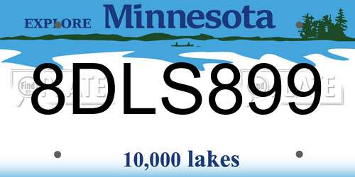 8DLS899 Minnesota License Plate