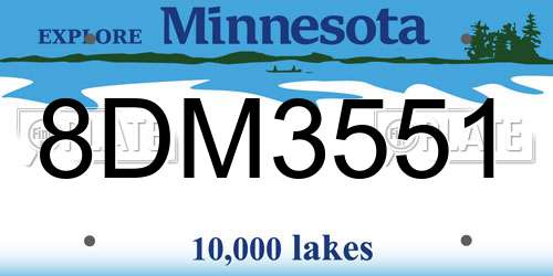 8DM3551 Minnesota License Plate