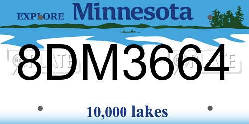 8DM3664 Minnesota License Plate