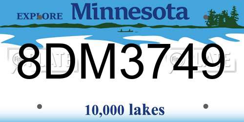 8DM3749 Minnesota License Plate