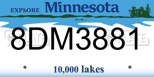 8DM3881 Minnesota License Plate