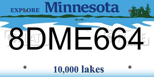 8DME664 Minnesota License Plate