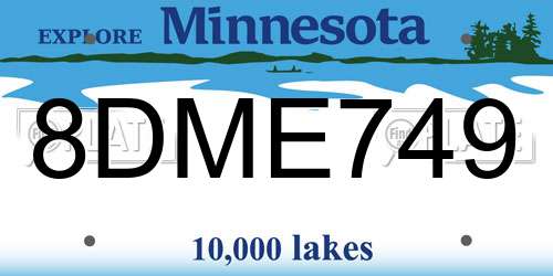8DME749 Minnesota License Plate