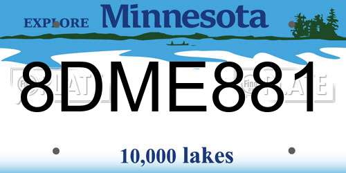 8DME881 Minnesota License Plate