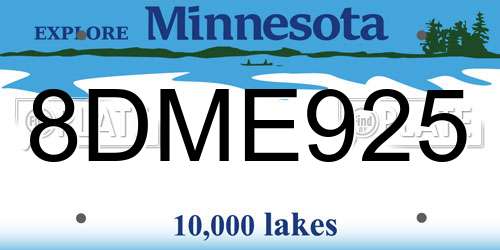 8DME925 Minnesota License Plate