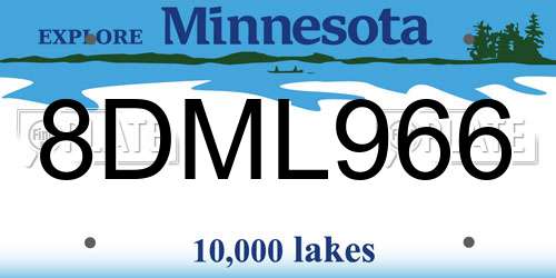8DML966 Minnesota License Plate