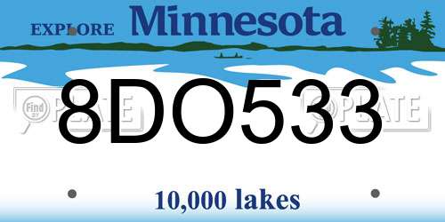 8DO533 Minnesota License Plate