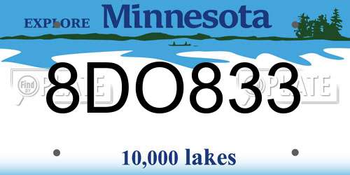 8DO833 Minnesota License Plate