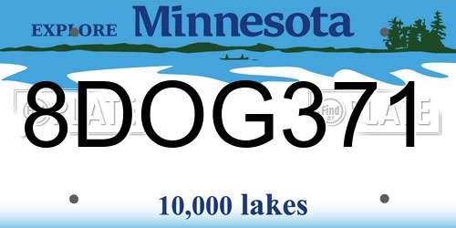 8DOG371 Minnesota License Plate