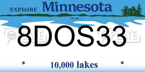 8DOS33 Minnesota License Plate