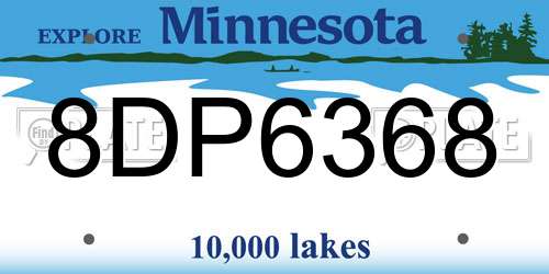 8DP6368 Minnesota License Plate